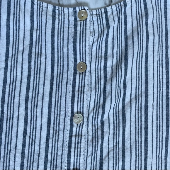 Max Studio | blue white striped cotton linen blend sleeveless top Size large - Picture 5 of 8